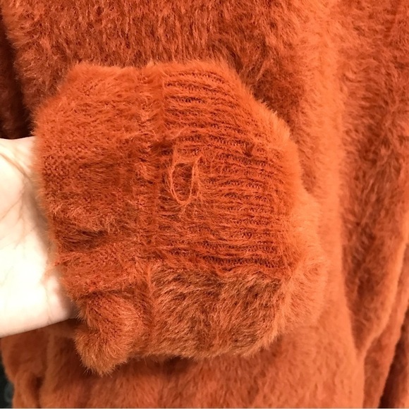 Express Orange Crewneck Fluffy Sweater Size Small - Picture 5 of 7